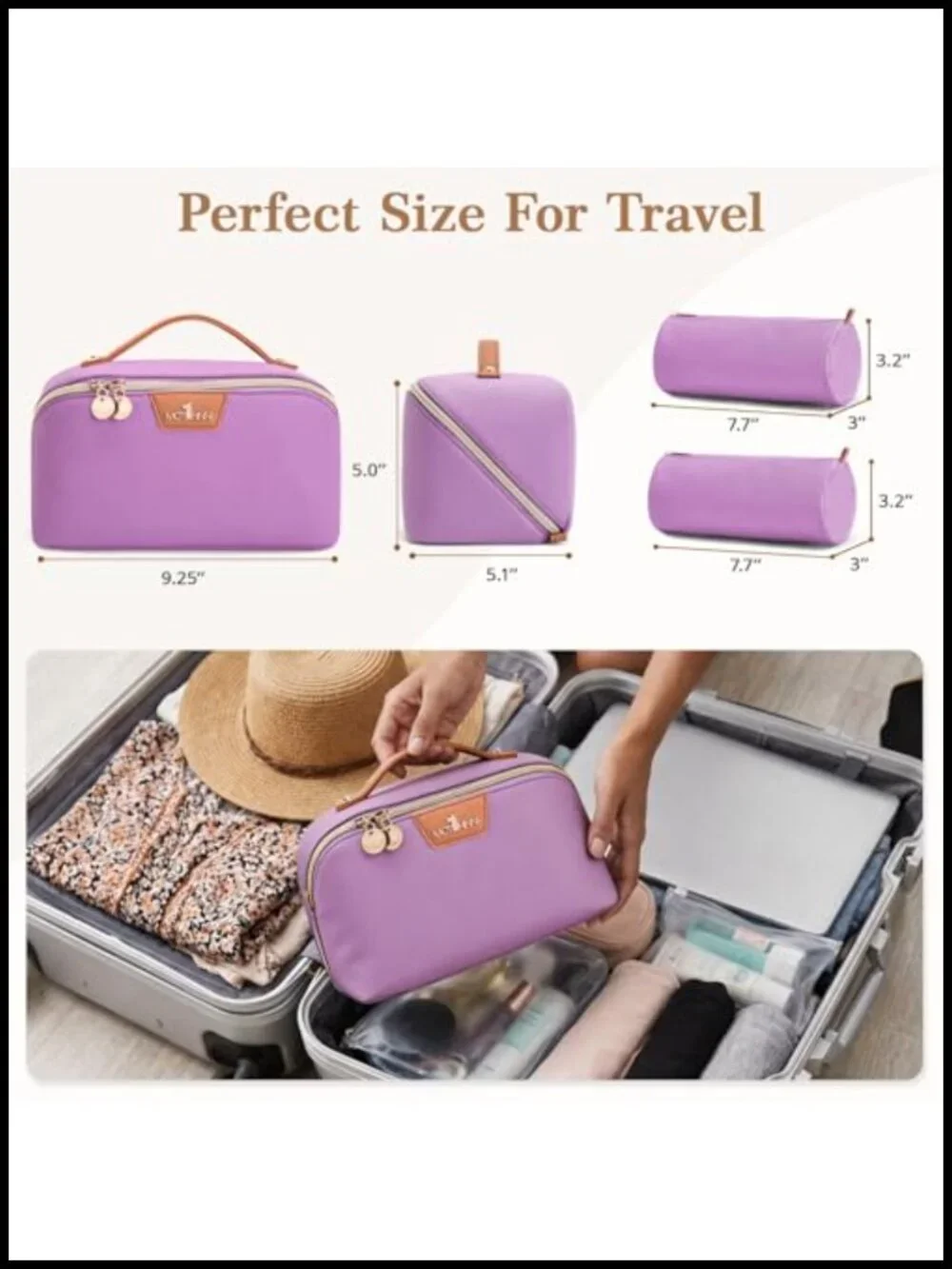 3-in-1 Large Capacity Cosmetic Organizer with 2 Detachable Pouches - Vegan